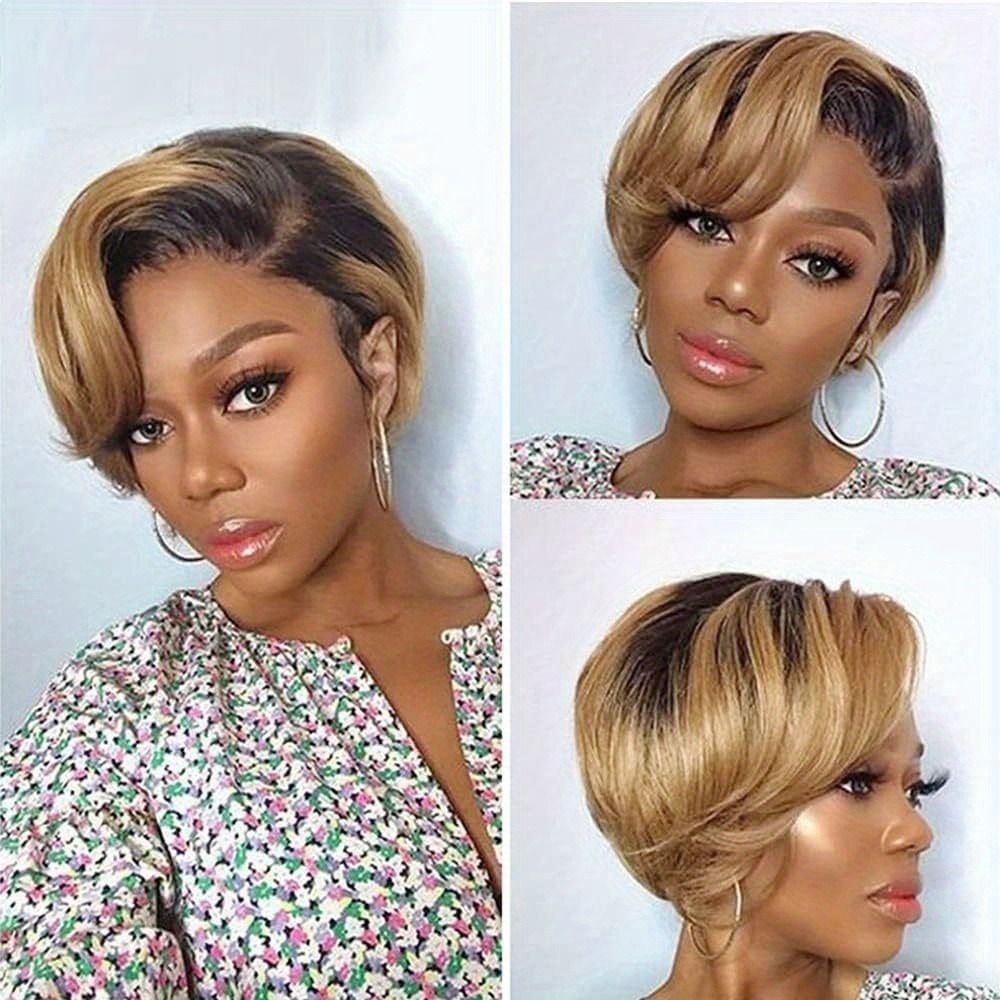 Short Bob Lace Front Wig Remy Human Hair Glueless Pixie Cut 13X4 Frontal Wigs For Women Preplucked Natural looking for daily use